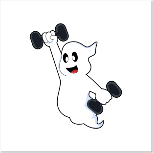 Ghost at Strength training with Dumbbells Posters and Art